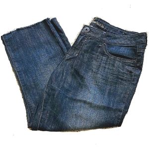 Guess Jeans Marina Dark Denim Cropped Jeans Raw Hem Size 32